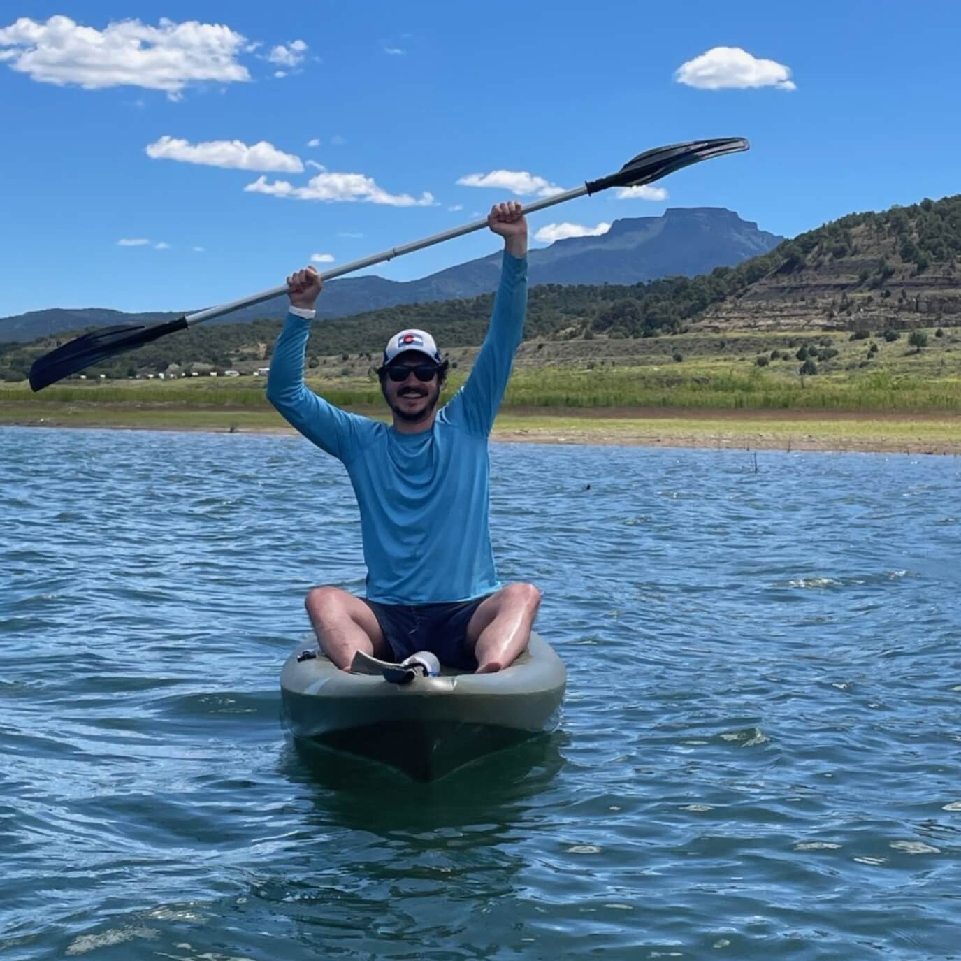 kayaker on monument lake