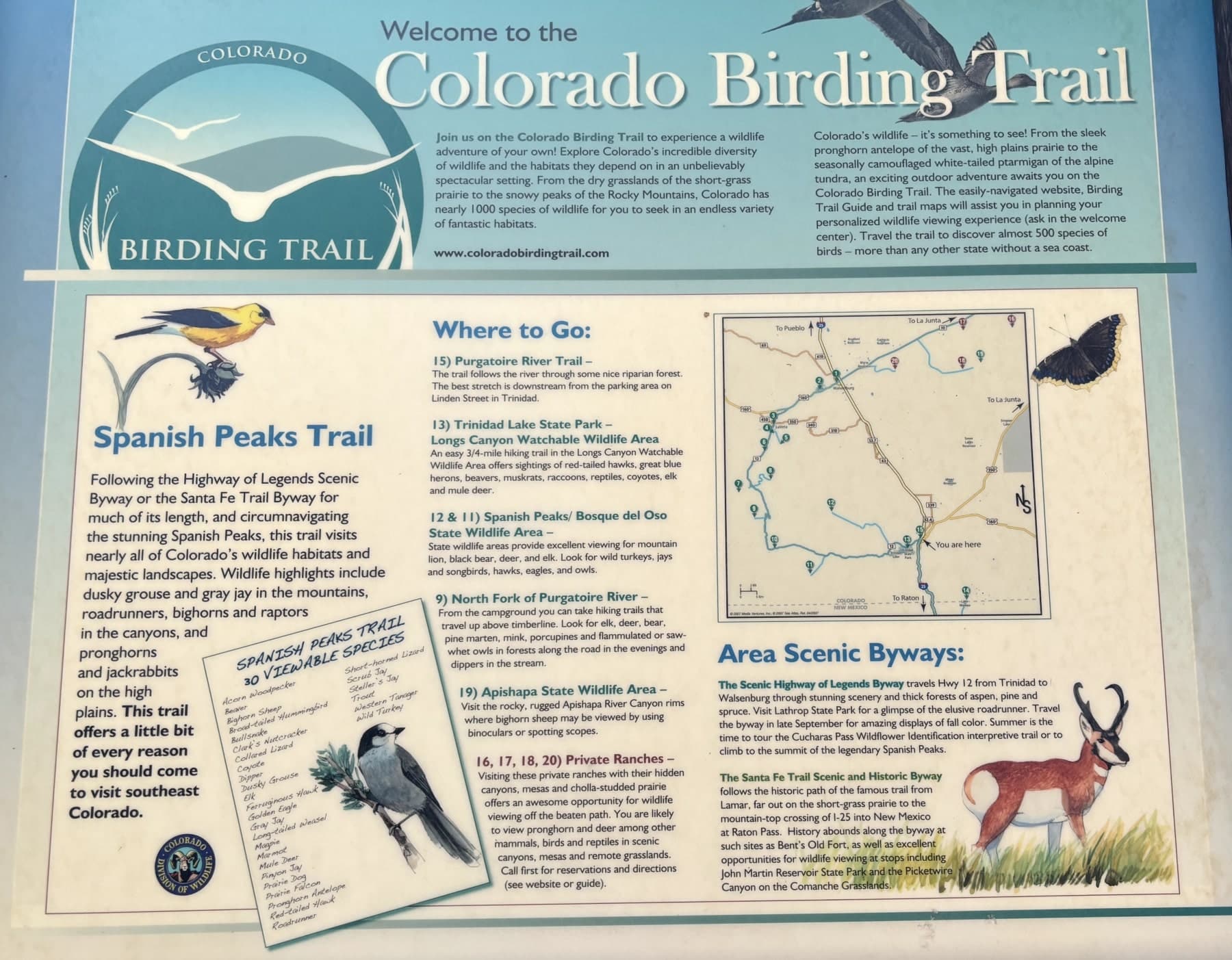 Spanish Peaks Trail, Colorado Birding Trail Sign