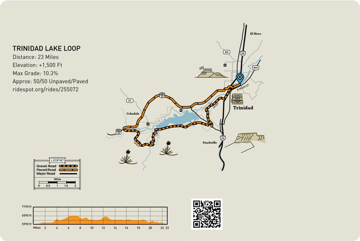 Map of Trinidad Lake Loop gravel route