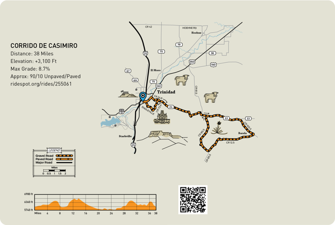 Map of Corrido de Casimiro Gravel Route