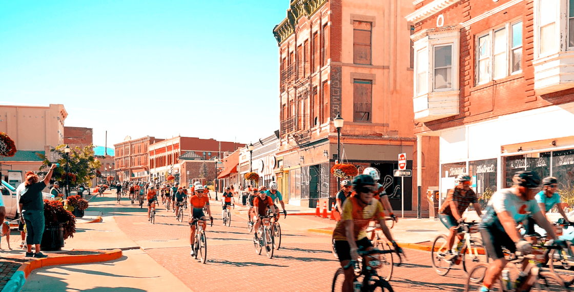 downtown trinidad bike race on summer day