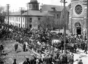 Funeral procession for Ludlow victims outside Holy Trinity Catholic Church