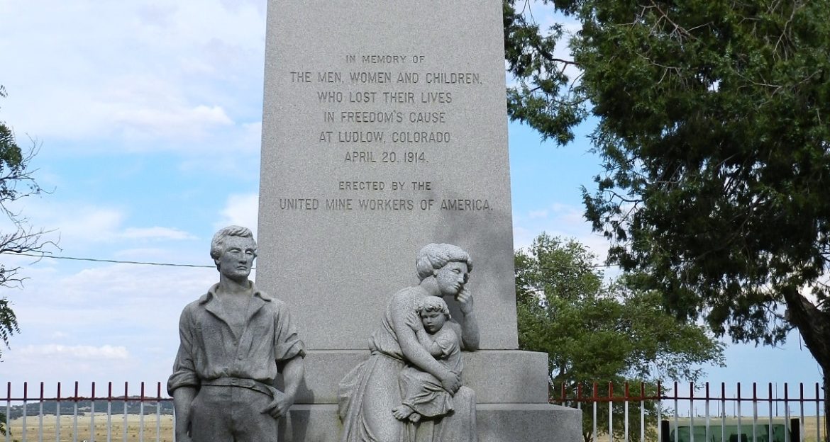 Ludlow Monument memorial by Hugh Sullivan erected by the United mine Workers