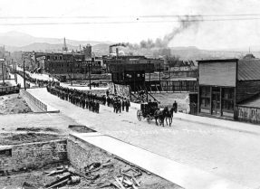 Ludlow funeral procession over the North Commercial Street Bridge