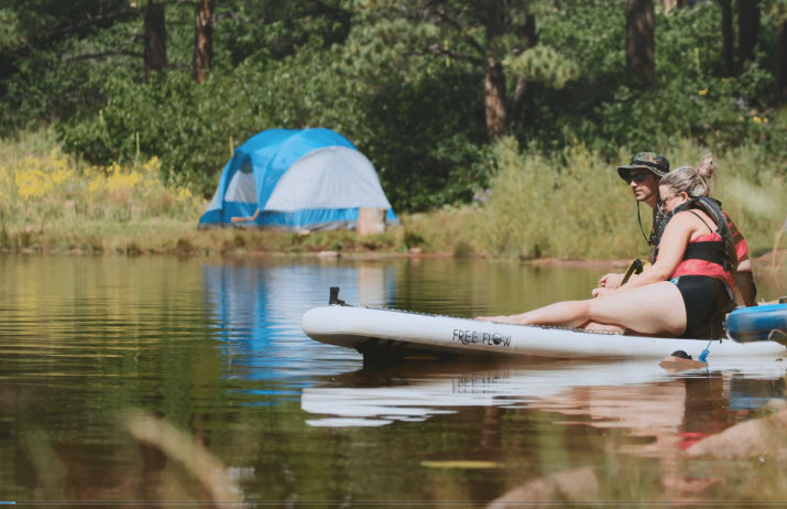 two people on paddle boards